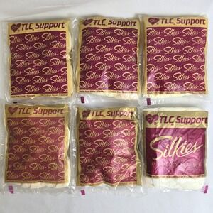 Lot of 6 Vintage Silkies TLC Support Pantyhose, Nylon Spandex, White, Large, New